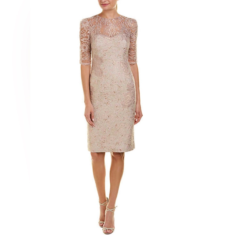 Teri Jon by Rickie Freeman Silk-Blend Shift Dress